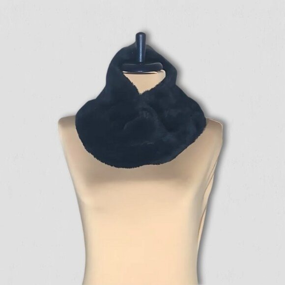 Y2K Scarf Collar Soft Faux Fur Infinity Scarves Neck Shrug Navy Blue sz OS - Picture 1 of 5